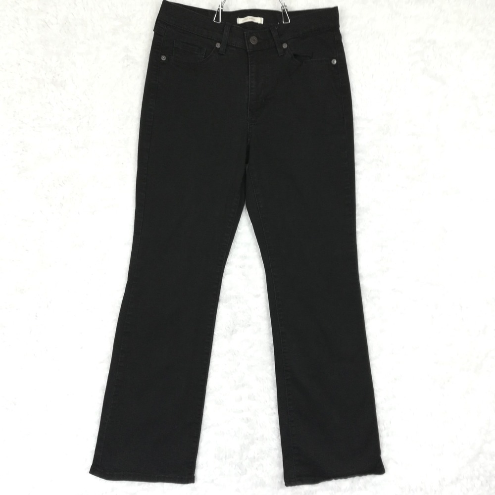 Levi's Jeans Womens Classic Boot Cut Black Denim Mid Rise Stretch Short 8